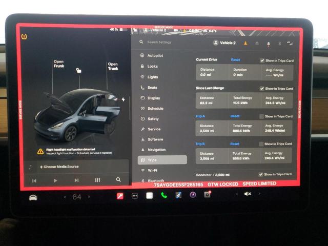 84231255 :رقم المزاد ، 7SAYGDEE5SF285165 vin ، 2025 Tesla Model Y مزاد بيع