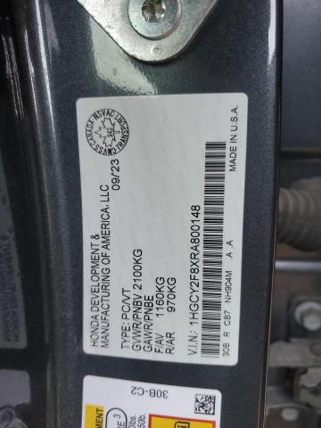 85369285 :رقم المزاد ، 1HGCY2F8XRA800148 vin ، 2024 Honda Accord مزاد بيع