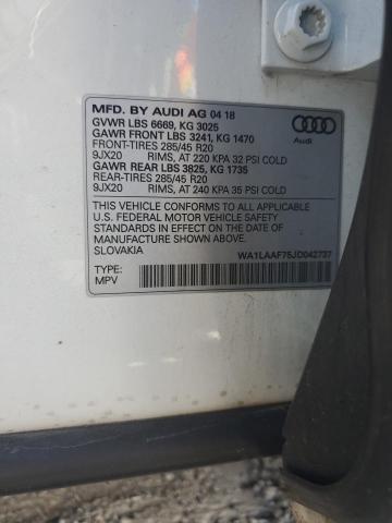 2018 Audi Q7 მანქანა იყიდება აუქციონზე, vin: WA1LAAF75JD042737, აუქციონის ნომერი: 82658835