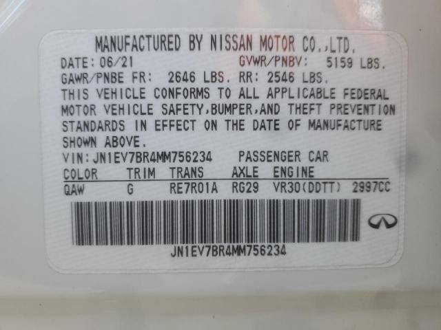 82398785 :رقم المزاد ، JN1EV7BR4MM756234 vin ، 2021 Infiniti Q50 Luxe مزاد بيع