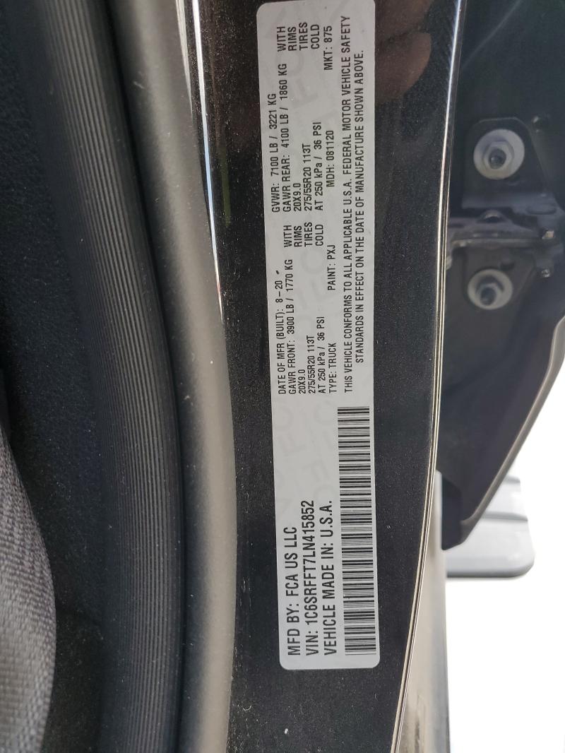 86884415 :رقم المزاد ، 1C6SRFFT7LN415852 vin ، 2020 Ram 1500 مزاد بيع