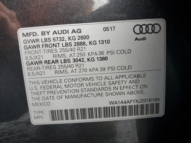 Продажа на аукционе авто 2018 Audi Sq5, vin: WA1A4AFYXJ2016184, номер лота: 86168705