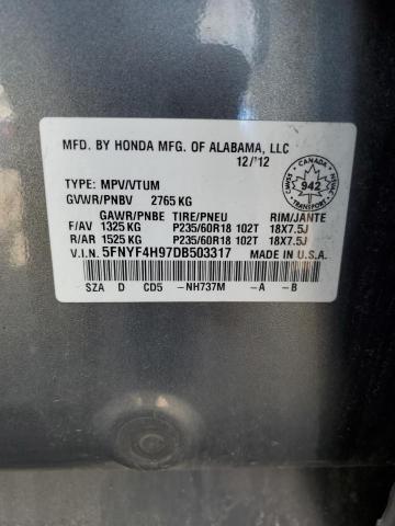 Aukcja sprzedaży 2013 Honda Pilot, vin: 5FNYF4H97DB503317, numer aukcji: 85814625
