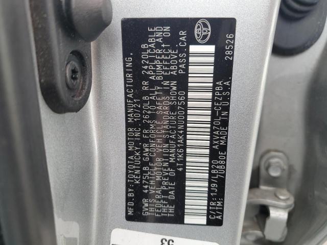 2022 Toyota Camry მანქანა იყიდება აუქციონზე, vin: 4T1K61AK4NU007560, აუქციონის ნომერი: 87065305