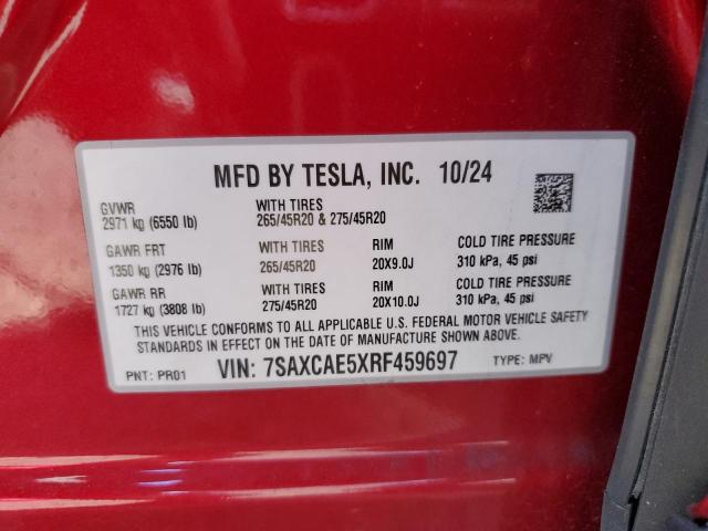 Aukcja sprzedaży 2024 Tesla Model X, vin: 7SAXCAE5XRF459697, numer aukcji: 90097105