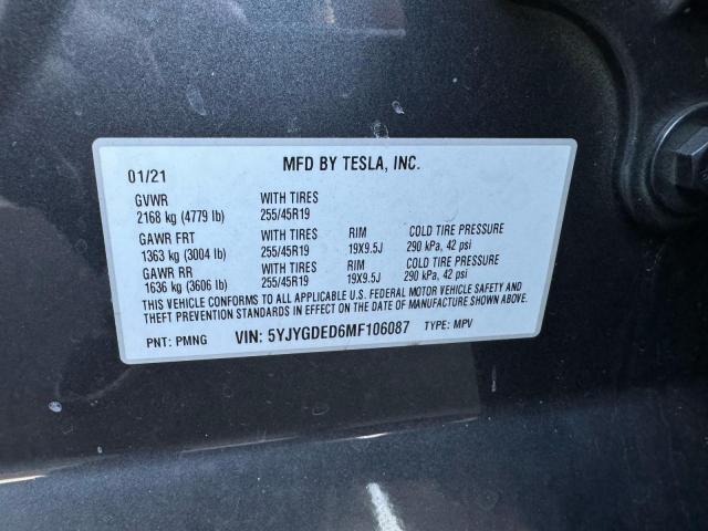 Продажа на аукционе авто 2021 Tesla Model Y, vin: 5YJYGDED6MF106087, номер лота: 86439715