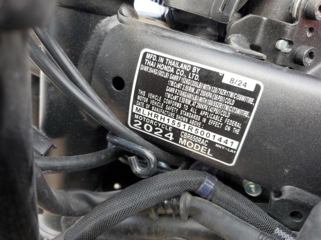 2024 Honda Cbr650 მანქანა იყიდება აუქციონზე, vin: MLHRH1551R5001441, აუქციონის ნომერი: 90798395