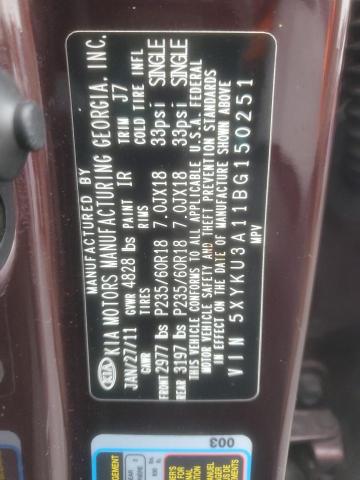 Продажа на аукционе авто 2011 Kia Sorento, vin: 5XYKU3A11BG150251, номер лота: 89689775