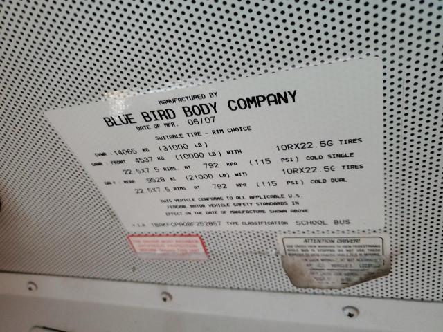 2008 Blue Bird School Bus მანქანა იყიდება აუქციონზე, vin: 1BAKFCPA08F252857, აუქციონის ნომერი: 86339015