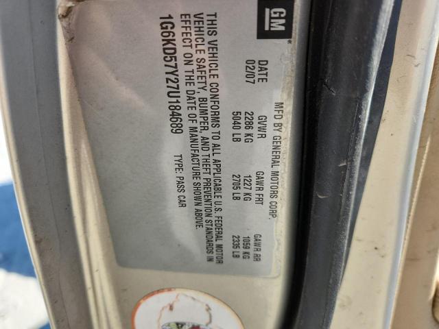 89463185 :رقم المزاد ، 1G6KD57Y27U184689 vin ، 2007 Cadillac Dts مزاد بيع