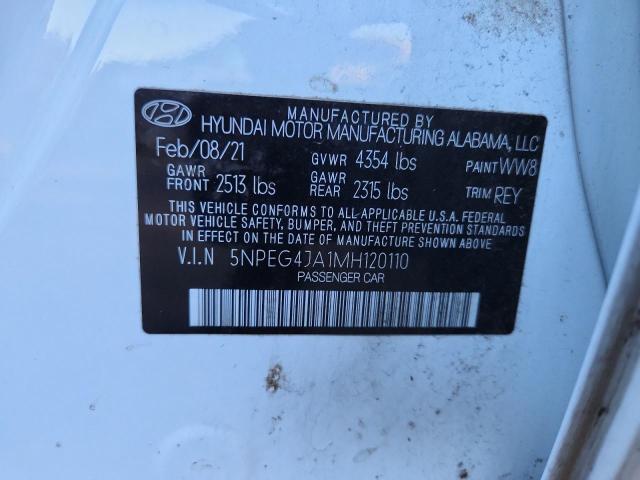 2021 Hyundai Sonata მანქანა იყიდება აუქციონზე, vin: 5NPEG4JA1MH120110, აუქციონის ნომერი: 82667865