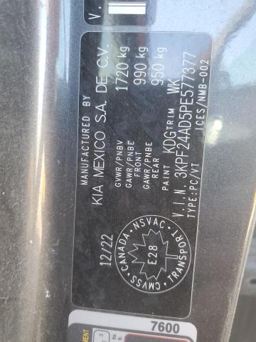 2023 Kia Forte მანქანა იყიდება აუქციონზე, vin: 3KPF24AD5PE577377, აუქციონის ნომერი: 84196045