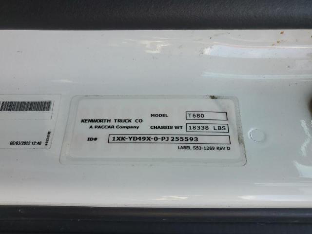 86779625 :رقم المزاد ، 1XKYD49X0PJ255593 vin ، 2023 Kenworth T680 مزاد بيع