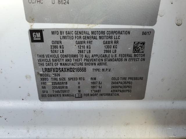 Aukcja sprzedaży 2017 Buick Envision E, vin: LRBFXDSAXHD216668, numer aukcji: 86615825