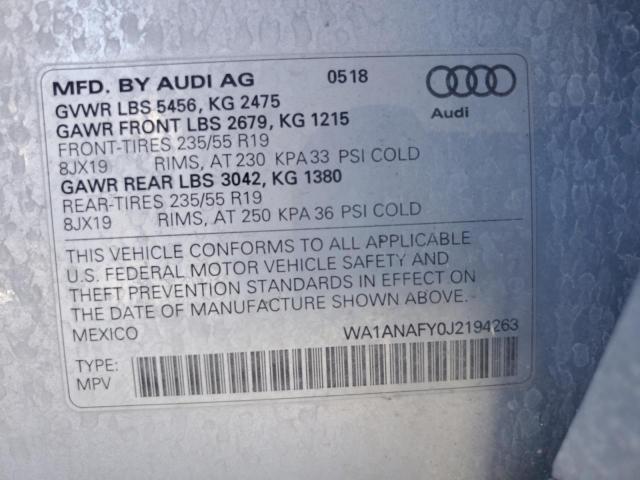 Aukcja sprzedaży 2018 Audi Q5 Premium, vin: WA1ANAFY0J2194263, numer aukcji: 86452565