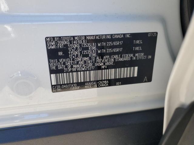 2025 Toyota Rav4 Xle მანქანა იყიდება აუქციონზე, vin: 2T3P1RFV6SW575317, აუქციონის ნომერი: 86441145