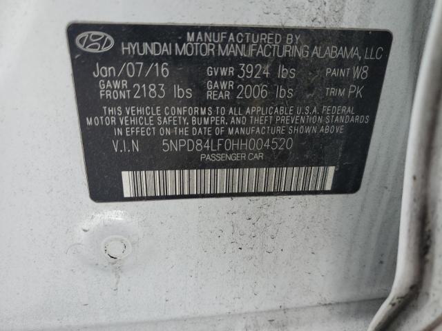 90786115 :رقم المزاد ، 5NPD84LF0HH004520 vin ، 2017 Hyundai Elantra مزاد بيع