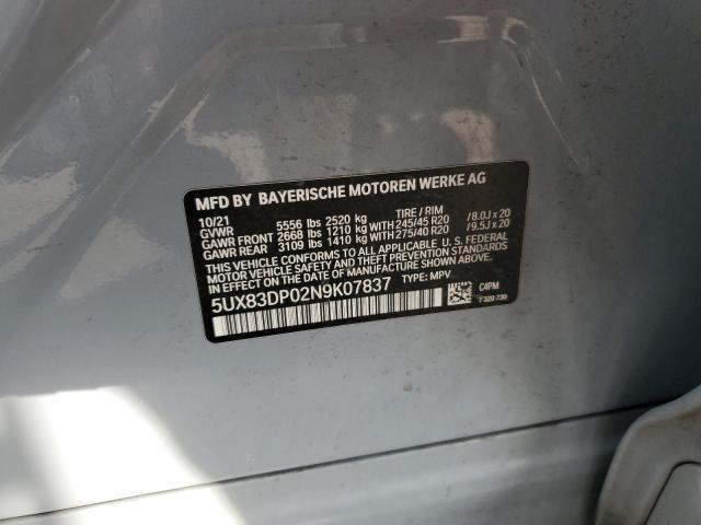 Aukcja sprzedaży 2022 Bmw X3 M40i, vin: 5UX83DP02N9K07837, numer aukcji: 86859965