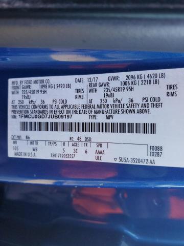 Продажа на аукционе авто 2018 Ford Escape Se, vin: 1FMCU0GD7JUB09197, номер лота: 85672515