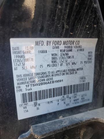 87034455 :رقم المزاد ، 1FTSW2B56AEB19591 vin ، 2010 Ford F250 مزاد بيع