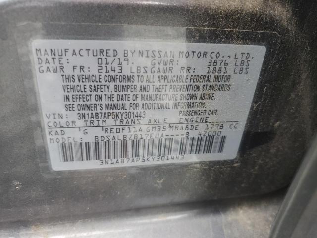 Продаж на аукціоні авто 2019 Nissan Sentra S, vin: 3N1AB7AP5KY301443, номер лоту: 82768205