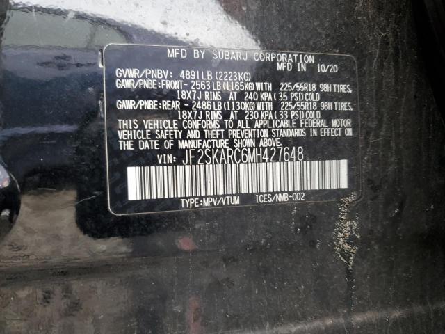 2021 Subaru Forester მანქანა იყიდება აუქციონზე, vin: JF2SKARC6MH427648, აუქციონის ნომერი: 90720765
