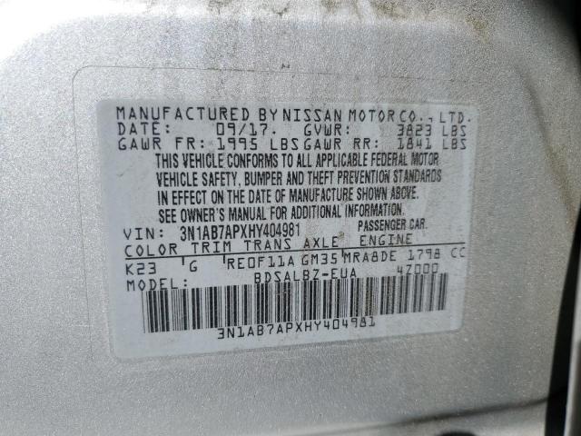 Продаж на аукціоні авто 2017 Nissan Sentra S, vin: 3N1AB7APXHY404981, номер лоту: 84980535
