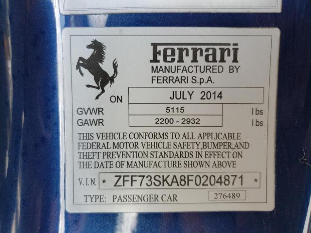 73833395 :رقم المزاد ، ZFF73SKA8F0204871 vin ، 2015 Ferrari Ff مزاد بيع