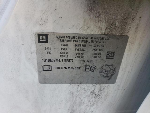 2018 Chevrolet Cruze Lt მანქანა იყიდება აუქციონზე, vin: 1G1BE5SM4J7155577, აუქციონის ნომერი: 84233565