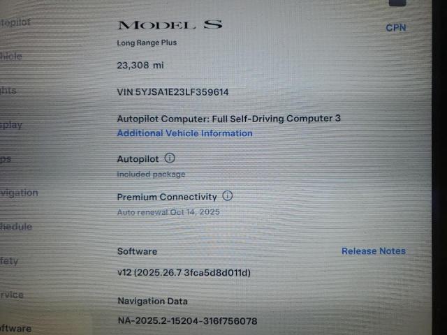 Продаж на аукціоні авто 2020 Tesla Model S, vin: 5YJSA1E23LF359614, номер лоту: 82582125
