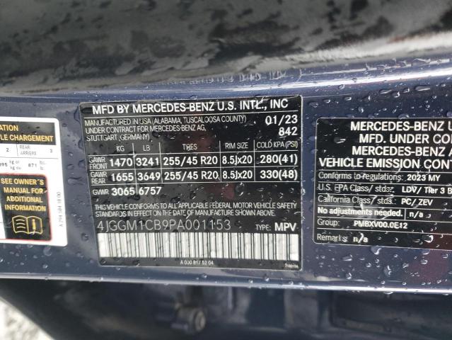2023 Mercedes-benz Eqe Suv 350 4matic მანქანა იყიდება აუქციონზე, vin: 4JGGM1CB9PA001153, აუქციონის ნომერი: 85184495