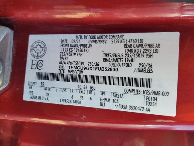 85177765 :رقم المزاد ، 1FMCU9GX1FUB52830 vin ، 2015 Ford Escape مزاد بيع