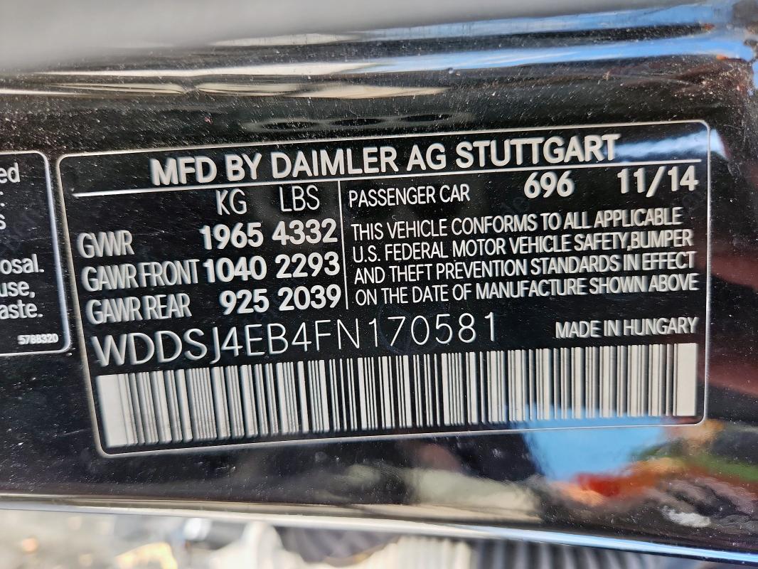 2015 Mercedes-benz Cla 250 მანქანა იყიდება აუქციონზე, vin: WDDSJ4EB4FN170581, აუქციონის ნომერი: 86187685
