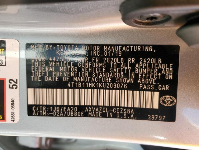 Продажа на аукционе авто 2019 Toyota Camry, vin: 4T1B11HK1KU209076, номер лота: 82697875