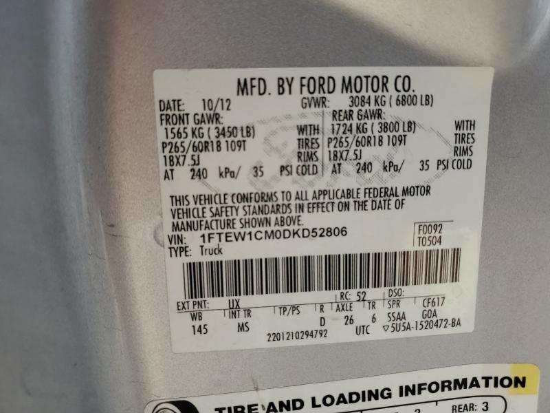 Aukcja sprzedaży 2013 Ford F150 Super, vin: 1FTEW1CM0DKD52806, numer aukcji: 89703765