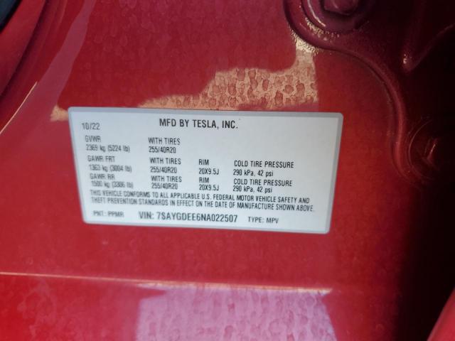 Продажа на аукционе авто 2022 Tesla Model Y, vin: 7SAYGDEE6NA022507, номер лота: 86846985