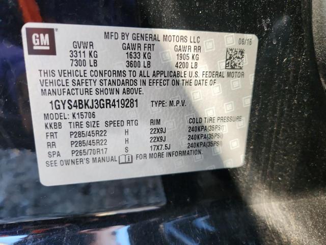 Aukcja sprzedaży 2016 Cadillac Escalade L, vin: 1GYS4BKJ3GR419281, numer aukcji: 85542255
