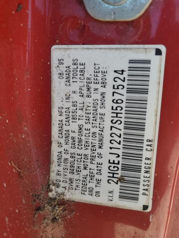89835915 :رقم المزاد ، 2HGEJ1227SH567524 vin ، 1995 Honda Civic مزاد بيع