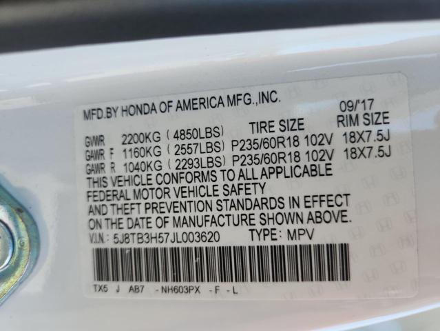 2018 Acura Rdx Techno მანქანა იყიდება აუქციონზე, vin: 5J8TB3H57JL003620, აუქციონის ნომერი: 89688775