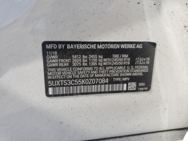 Aukcja sprzedaży 2019 Bmw X3, vin: 5UXTS3C55K0Z07084, numer aukcji: 90365865