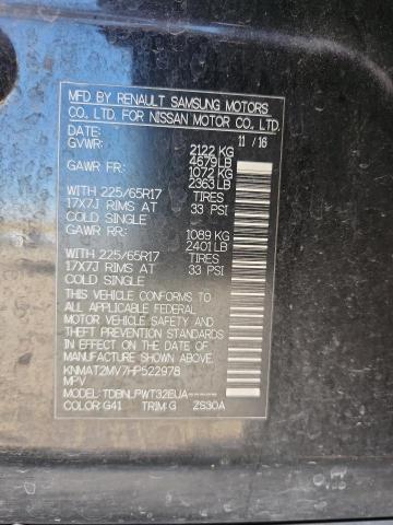 80816855 :رقم المزاد ، KNMAT2MV7HP522978 vin ، 2017 Nissan Rogue S مزاد بيع