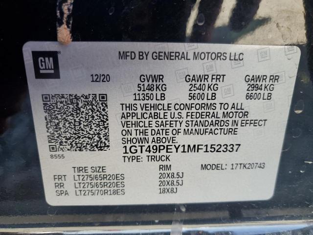 Продаж на аукціоні авто 2021 Gmc Sierra, vin: 1GT49PEY1MF152337, номер лоту: 90692365