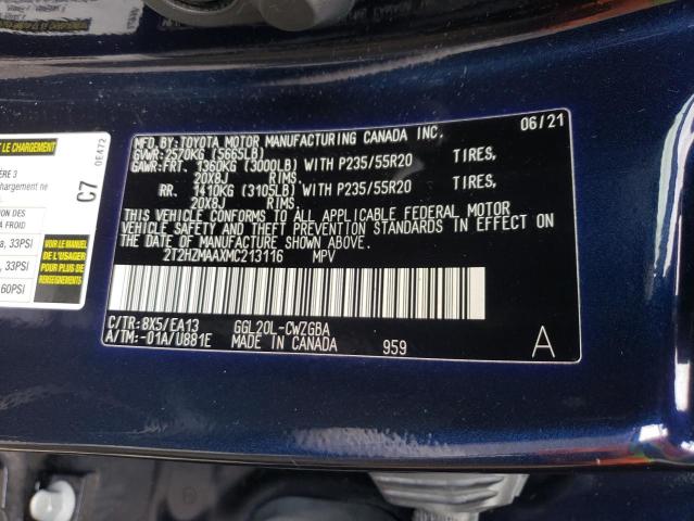 2021 Lexus Rx მანქანა იყიდება აუქციონზე, vin: 2T2HZMAAXMC213116, აუქციონის ნომერი: 86677295