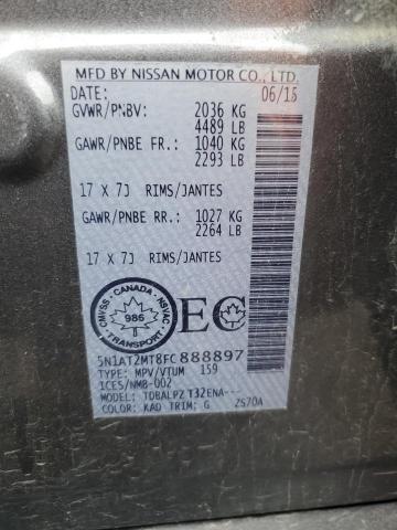 2015 Nissan Rogue მანქანა იყიდება აუქციონზე, vin: 5N1AT2MT8FC888897, აუქციონის ნომერი: 89461465