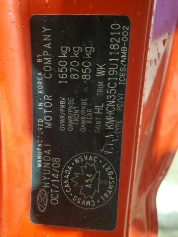 2009 Hyundai Accent მანქანა იყიდება აუქციონზე, vin: KMHCN35C19U118210, აუქციონის ნომერი: 91338035