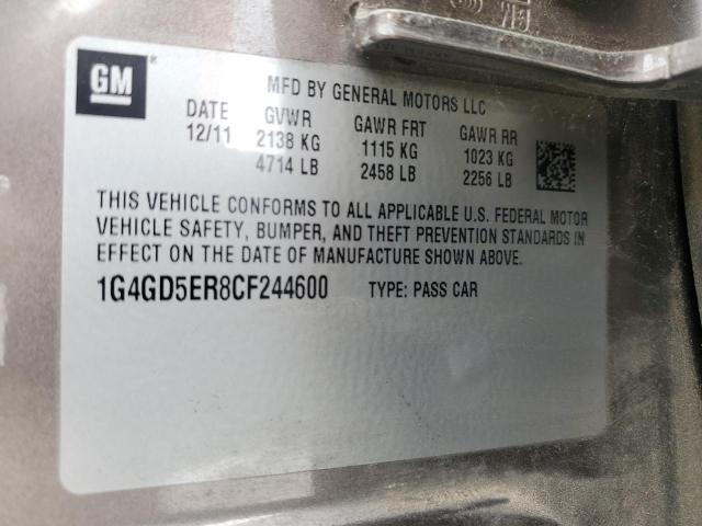 2012 Buick Lacrosse მანქანა იყიდება აუქციონზე, vin: 1G4GD5ER8CF244600, აუქციონის ნომერი: 84022955
