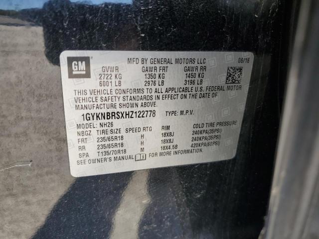 62125555 :رقم المزاد ، 1GYKNBRSXHZ122778 vin ، 2017 Cadillac Xt5 مزاد بيع