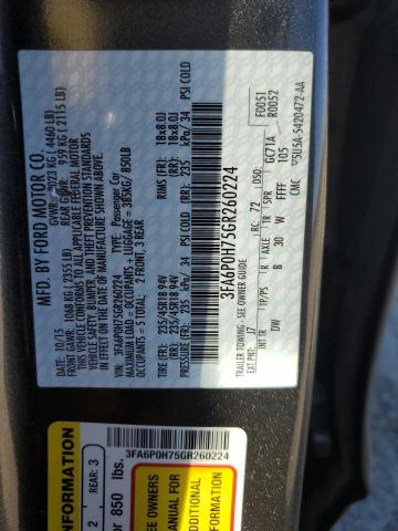 Продаж на аукціоні авто 2016 Ford Fusion Se, vin: 3FA6P0H75GR260224, номер лоту: 85322555