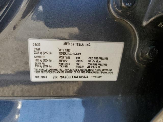 Продажа на аукционе авто 2022 Tesla Model Y, vin: 7SAYGDEF4NF488870, номер лота: 89525155