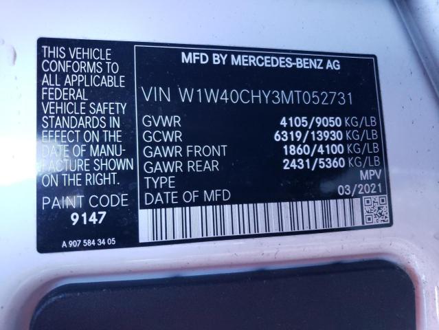 92380475 :رقم المزاد ، W1W40CHY3MT052731 vin ، 2021 Mercedes-benz Sprinter 2 مزاد بيع